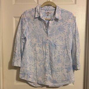 croft & barrow Light Blue Floral Button-Front Blouse